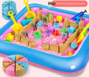 1kg Space Play Sand Toy Set with Molds and Inflatable Pool Educational Toy Safe Non-Toxic and Odorless for Kids