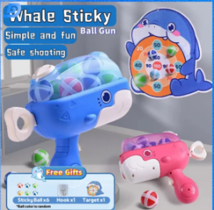 Whale-themed Sticky Ball Shooting Toy Ejection Sticky Ball Launching Kids Interactive Battle Game Whale Ball Ball Gun Toys Kids Automatic Shooting indoor Outdoor toys for kids boy Gift Idea for Girl toy