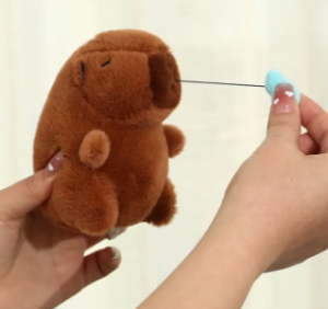 UNKNOWN Pink Brown Plush Capybara Doll Drawing Snot Cute Fluffty Animal Doll Creative Beads Chain Keychain Pendant Birthday Gift